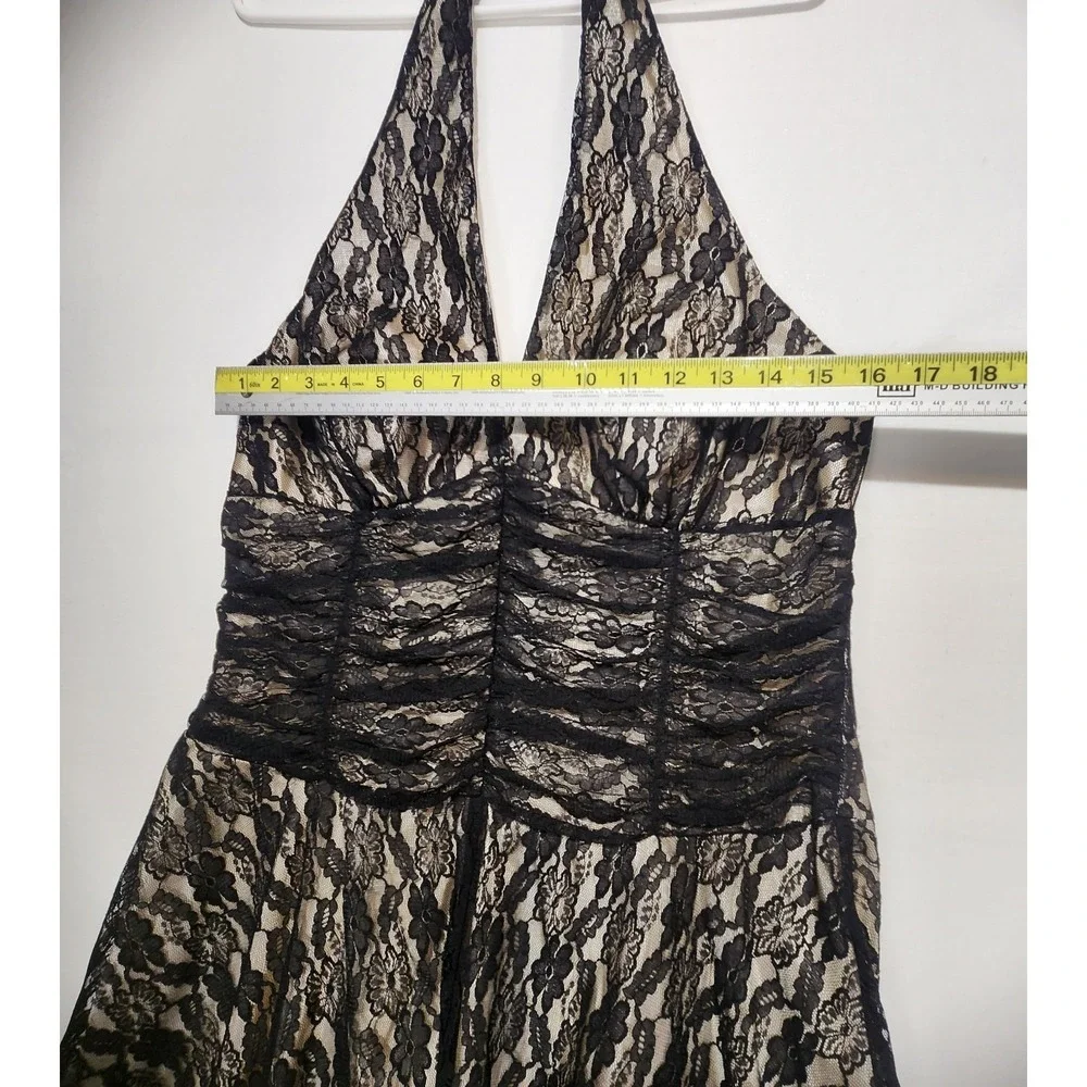 Philip Decaprio Y2K Women's Special Occasion Halter‎ Neck Lace Black Dress 12